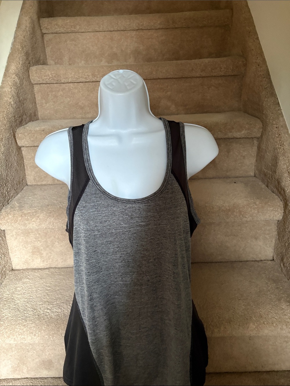 Tek Gear Grey and Black Racerback Tank - Small